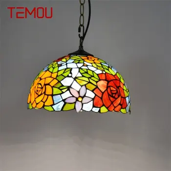 Подвесной светильник TEMOU Tiffany, современные светодиодные красочные светильники, декоративные для дома, гостиной, столовой  5