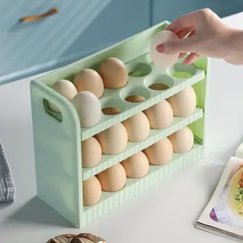 Подставка для хранения яиц с откидной крышкой, Коробка-Органайзер для холодильника, Креативная Коробка для хранения Яиц, Практичный Контейнер для яиц, Кухонные Принадлежности  5