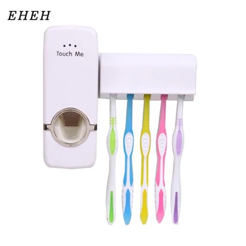 Полки для ванной комнаты EHEH, держатель для зубной щетки, автоматический дозатор зубной пасты, 5 слотов, подставка для зубных щеток, Домашняя настенная стойка  10