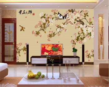 Пользовательские HD Нарисованные от руки цветы и птицы, фон для телевизора, настенная живопись, обои для спальни, 3D обои для домашнего декора, гобелен beibehang  5