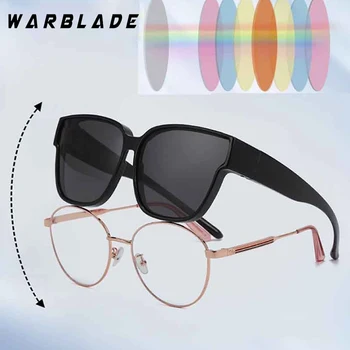 Поляризованные солнцезащитные очки, мужские фотохромные очки ночного видения, женские квадратные зеркальные очки, которые носят при близорукости, очки по рецепту врача  5