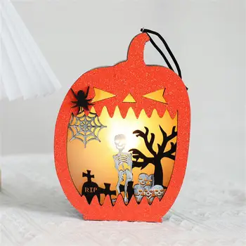 Портативное украшение сцены на Хэллоуин, придающее праздничные цвета, привлекательный светодиодный реквизит с тыквенным фонарем  5