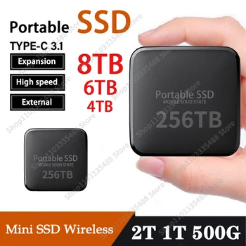 Портативный SSD 1 ТБ 2 ТБ 4 ТБ 8 ТБ 256 ТБ USB 3,1 Type C Внешний Жесткий Диск Твердотельное Хранилище Мобильные Диски Для Настольного Ноутбука PS5  2