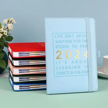 Портативный блокнот-планировщик из искусственной кожи на 2024 год формата А5, ежемесячный и еженедельный дневник, тайм-менеджмент, блокнот-календарь на 2024 год  5