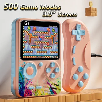 Портативный ретро-электронный игровой автомат G5 Macaron, 500 встроенных игр, классические мини-игрушки для одного человека на двоих  0