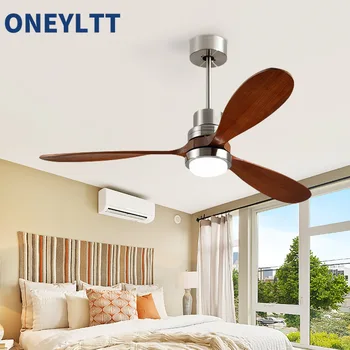 Потолочный вентилятор из массива дерева с регулируемой частотой вращения, 56-дюймовый вентилятор Amazon для гостиной и спальни, вентилятор зарубежного поколения  5