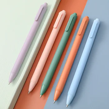 Простая ручка для прессования цвета Макарон Гелевая ручка для студенческого Экзамена, Обучающая Офисная ручка, ручка с черными чернилами  5