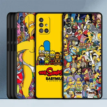 Противоударный Чехол Для Samsung Galaxy A14 5G A32 A22 A13 A52 A71 A24 Силиконовый Мягкий Черный Чехол Для телефона The Simpsons Cute  0