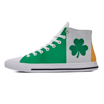 Прохладный Флаг Ирландии, Четырехлистный клевер, Новое поступление, Модная парусиновая обувь с высоким берцем, Мужская И Женская Повседневная обувь, Кроссовки, Классическая обувь для настила  5