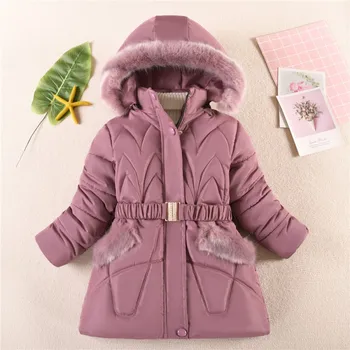 Пуховик для девочек, куртка, верхняя одежда из хлопка, ветрозащитная одежда 2023, роскошная зимняя теплая одежда из плотного бархата, высококачественная детская одежда  4