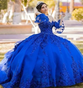 Пышные платья ANGELSBRIDEP Royal Blue Vestido De 15 Anos для дня рождения Золушки, платья для выпускного вечера на 15 лет  4