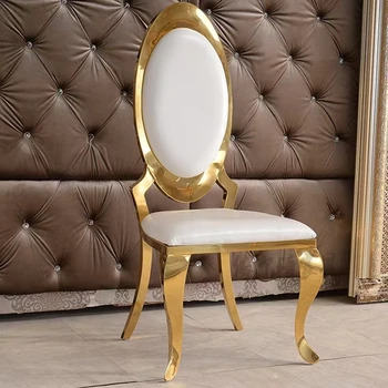 Расслабляющий обеденный стул Nordic Gold, Минималистичный Белый обеденный стул в стиле ретро, Роскошная мебель для дома Sillas Para Comedor  4