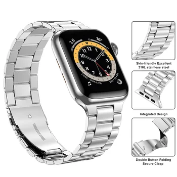 Ремешок для Apple Watch Band Ultra 49 мм Из Нержавеющей Стали 45 мм 44 мм 41 мм 40 42 мм Металлический Браслет correa iwatch series 8 7 6 5 4 3 SE  10