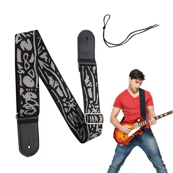 Ремешок для акустической гитары, мягкий хлопковый ремешок, винтажный тканый вышитый регулируемый ремешок С кожаными концами и фиксаторами для баса  5