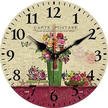 Ретро Цветы Настенные Часы Гостиная Спальня Круглые Бесшумные Часы Столовая Украшение Офиса Часы Для Дома Carfts Art Decor  10