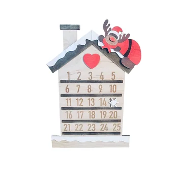 Рождественская Адвент-коллекция Декоративный и многоразовый деревянный календарь обратного отсчета, 11,8 дюйма, Борода Санта-Клауса  5