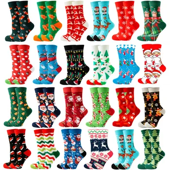 Рождественские носки Женские Забавные носки Санта Клауса, рождественского снеговика, кавайных мультяшных животных, милых новых рождественских подарочных носков  4