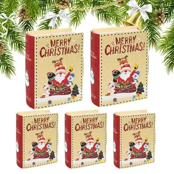 Рождественские подарочные коробки Санта-Клаус Бумажная подарочная упаковка Коробки для Рождества Декоративная форма коробки для книг 5шт Рождественские коробки DIY Сборка  4
