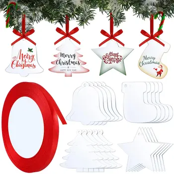Рождественские украшения из прозрачного акрила, звезда, чулки, колокольчик, в форме дерева, акриловая подвеска, 3 дюйма  5