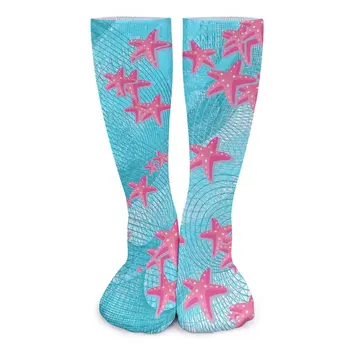 Розовые чулки в виде морской звезды, Забавные Корейские носки с изображением животных, Осенние Противоскользящие носки, Женские Мужские спортивные удобные носки для бега  5