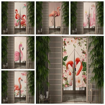 Розовый Фламинго Дверной Проем Занавес Креативные Цветы Птица Дверные Занавески Прихожая Кухня Входная Перегородка Boho Home Decor Для Студии  0