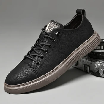Роскошная брендовая мужская обувь Новая натуральная кожа на шнуровке Мужская повседневная дизайнерская обувь Прогулочные кроссовки Tenis для скейтбординга Плюс Размер 37-47  5