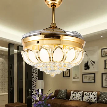 Роскошная светодиодная потолочная вентиляторная лампа для гостиной 220 В 110 В Потолочный вентилятор с подсветкой 42-дюймовые охлаждающие лопасти Лампа с дистанционным затемнением  5