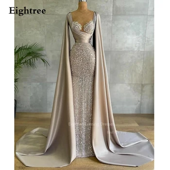 Роскошное вечернее платье Eightree с Русалочкой цвета шампанского, Элегантные вечерние платья с рукавами-накидками, Блестящие женские платья для выпускного вечера, Robes De Soirée  3