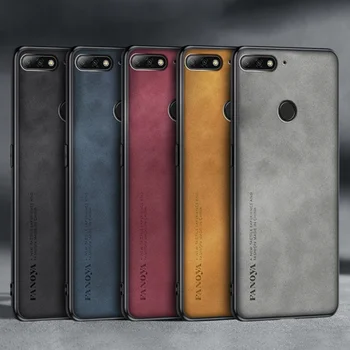 Роскошный чехол из искусственной кожи для Huawei Y7 Prime 2018, матовый силиконовый противоударный чехол для телефона Honor 7C 5,99 дюйма  5