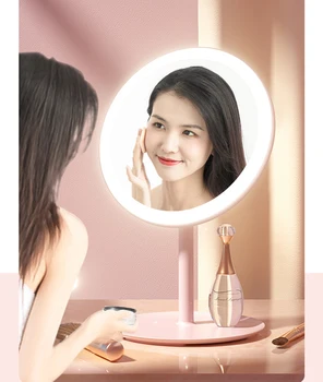 Светодиодное зеркало для макияжа с регулируемой подсветкой, туалетное зеркало, настольное складное косметическое зеркало с сенсорным управлением, умное туалетное зеркало USB  2