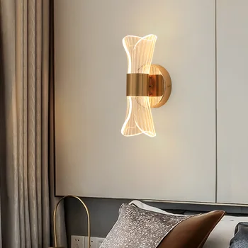 Светодиодные настенные светильники Luxury Gold Nordic Creative Acrylic для спальни, прикроватной тумбочки, прихожей, гостиной, балкона, украшения для туалетного столика, настенные светильники  4