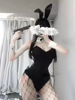 Сексуальное женское белье Kawaii Bunny Girl Косплей костюм Милый Кролик Материал искусственной кожи Кролик Женский комплект Аниме Косплей костюм  4