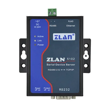 Сервер последовательных устройств ZLAN5102 представляет собой промышленный преобразователь для RS232 / 485 и протокола TCP / IP  5