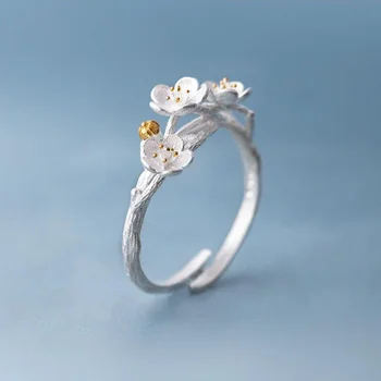 Серебристый Темперамент, Романтический цветок, кольца на палец для женщин, Регулируемое Антикварное кольцо Joyas De Plata, Свадебный Ювелирный подарок  5