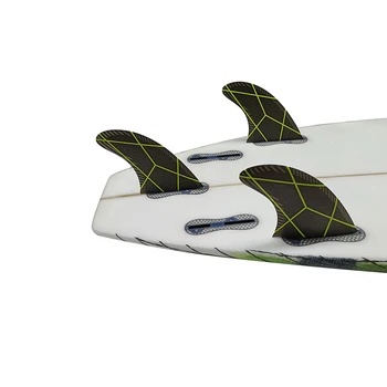Серое Стекловолокно С Желтыми линиями UPSURF FCS 2 Плавника для доски для серфинга G5 / G7 Tri Surfing Fins Honeycomb Double Tabs 2 Коротких плавника для доски  10