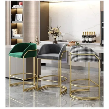 Скандинавская гостиная, Кухонная стойка со спинкой, барные стулья для домашней мебели, кресло для паба в ресторане, стойка регистрации в кафе, Высокий барный стул  5