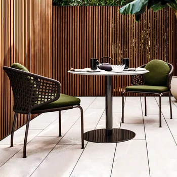 Скандинавский ротанговый стул для отдыха, набор из трех предметов, мебель для балкона и двора, плетеный из ротанга стол и стул, комбинация  0