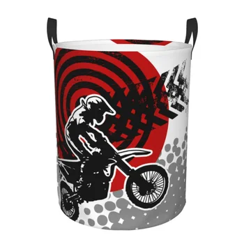 Складная корзина для грязного белья для мотокросса Dirt Bike со следами шин Корзина для хранения Детский Органайзер для дома  5