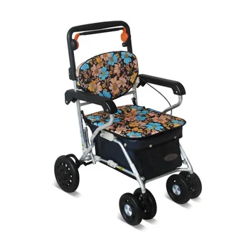 Складной подлокотник для пожилых людей с высокими колесами весом 160 кг из алюминиевого сплава, дешевая прогулочная коляска для покупок, складные ходунки-роллеры с сиденьем  5