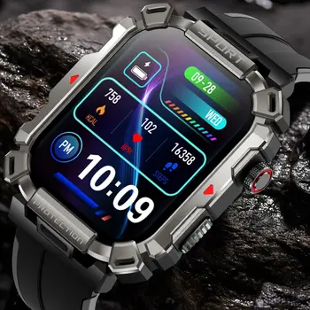 Смарт-часы с Bluetooth-вызовом, мужские спортивные Фитнес-часы, 24-часовой монитор здоровья, женские умные часы, водонепроницаемые военные уличные наручные часы IP68  0