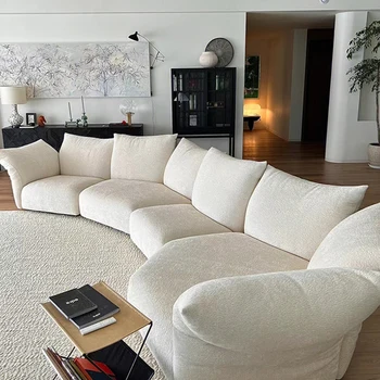 Современный итальянский комбинированный угловой диван в стиле минимализма и нерегулярной формы из ткани 