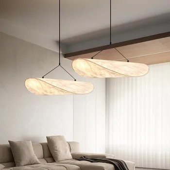 Современный светодиодный потолочный светильник, минималистичная шелковая лампа для спальни, рабочий декор для гостиной в японском стиле, гостиничные светильники  5