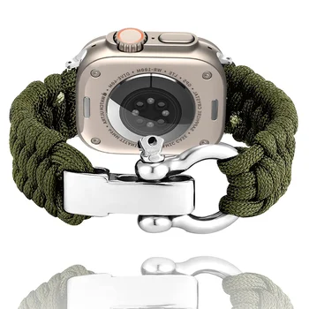 Спасительный Веревочный Ремешок для Apple Watch Ultra 2 Band 49 мм 42 мм 44 мм 45 мм Открытый Нейлоновый Браслет iWatch SE 9 8 7 6 5 40 мм 41 мм  5