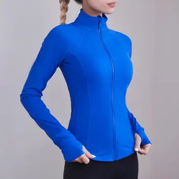 Спортивная куртка для фитнеса на молнии с высоким воротом, женский высокоэластичный облегающий костюм для йоги, осенне-зимний топ для бега  2