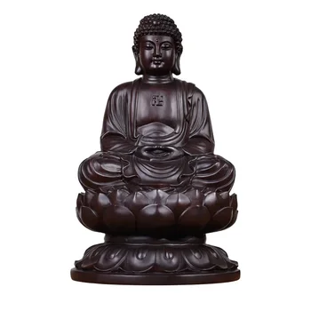 Статуя Будды Татхагаты из массива дерева, скульптура современного искусства, китайская статуя Будды, аксессуары для украшения дома, Счастливая статуя  5