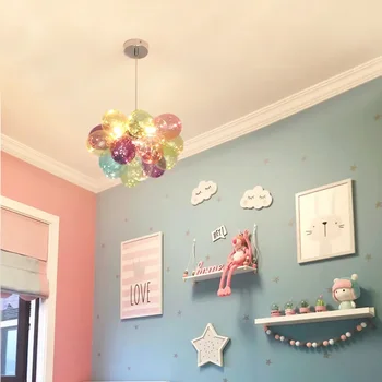 Стеклянная лампа с пузырьками для детской комнаты для девочек, уютная и романтическая люстра для спальни, магазин одежды Instagram в скандинавском стиле, лампа с воздушным шаром  5