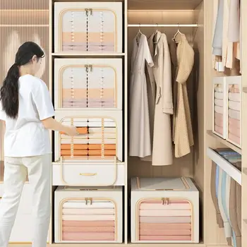 Стильный шкаф-органайзер Без запаха, Вместительный ящик для хранения одежды, Штабелируемый ящик для хранения одежды с прозрачным окошком, организующий гардероб  5
