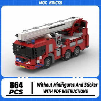 Строительные блоки Moc Серии автомобилей Голландская пожарная машина Модель воздушной платформы Технология Brick Фирменный автомобиль DIY Игрушка для  3