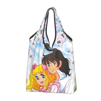  Сумки для покупок Candy Grocery Tote, женская сумка для покупок из мультфильма Каваи Аниме Манга, сумка для покупок на плечо для девочек, сумка большой емкости  5