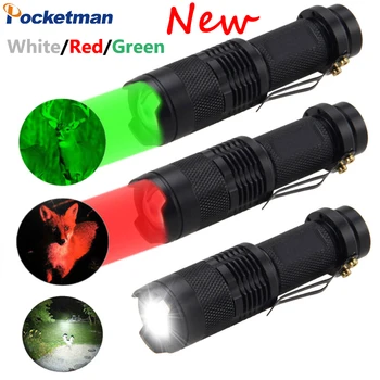 Тактический фонарик Супер яркие светодиодные мини-фонарики 670 нм Красный / синий / зеленый светодиодный фонарик Водонепроницаемый фонарик  0